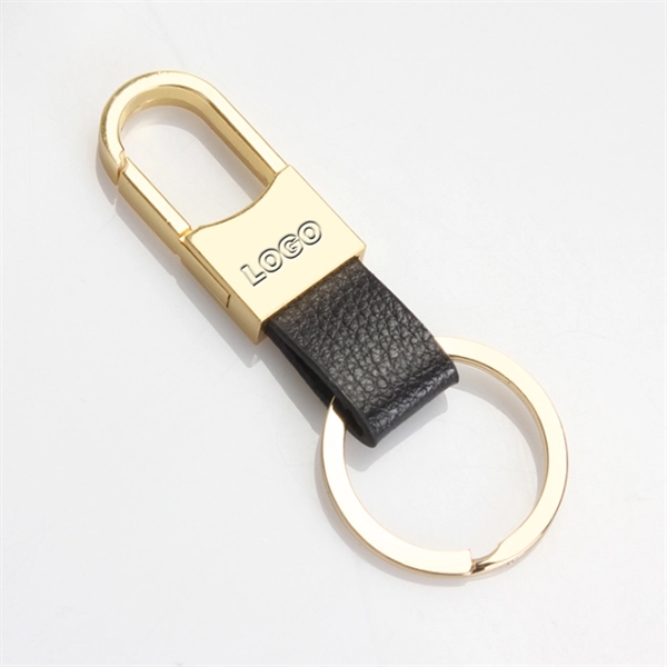Metal Key Ring with PU Leather - Image 2