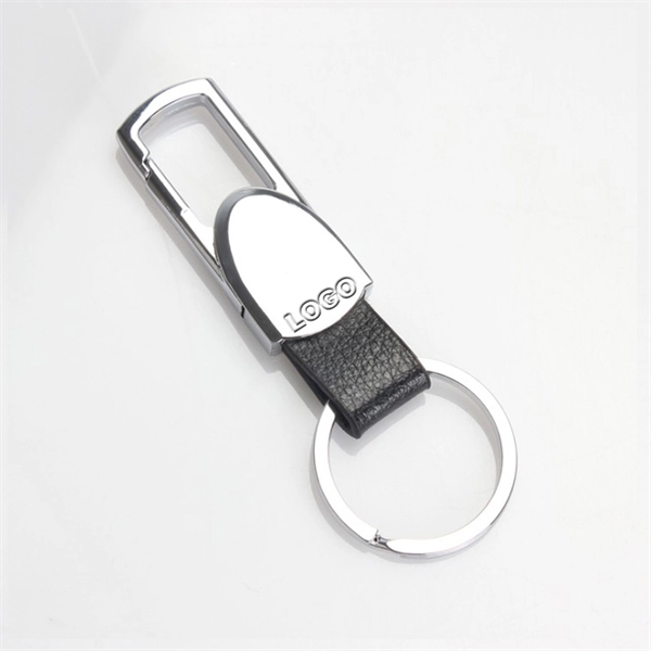 Metal Key Ring with PU Leather - Image 3