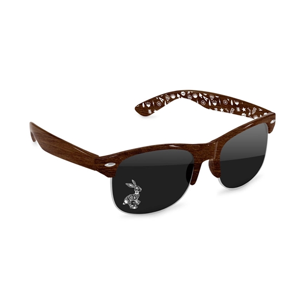 Faux-Wood Club Sport Sunglasses w/ 1-color imprints - Image 1