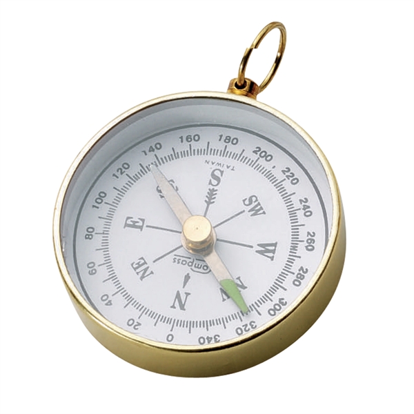 Open-Faced Brass Colored Compass - Image 1