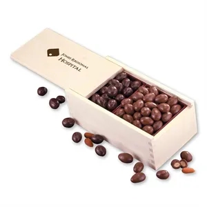 Milk & Dark Chocolate Covered Almonds in Wooden Box