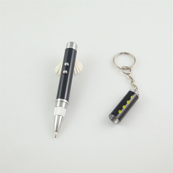 Ballpoint Pen with LED Flashlight and Key Ring - Image 3