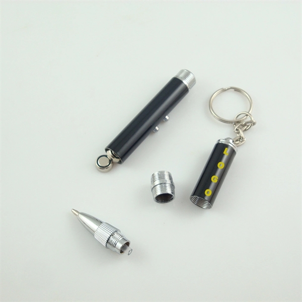 Ballpoint Pen with LED Flashlight and Key Ring - Image 4