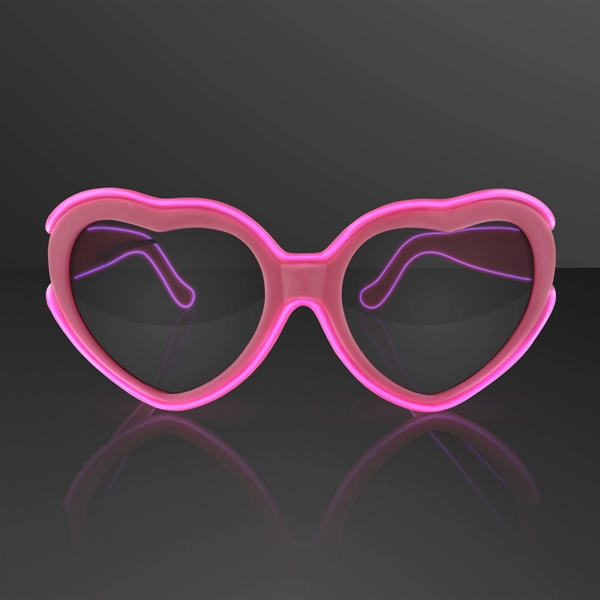 EL Wire Glowing Pink Heart Sunglasses - Image 4