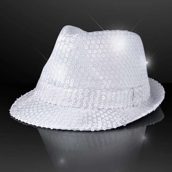 Shiny Single Colored Fedora Hats with Flashing Lights - Image 2