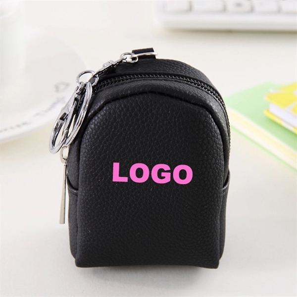 Mini Backpack Shaped Coin Pouch with Key Chain - Image 2