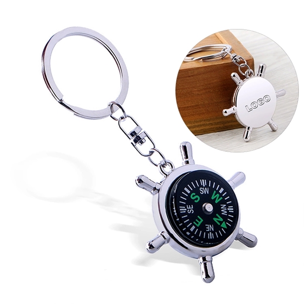 Helmsman Shaped Key Chain with Compass Decoration - Image 1
