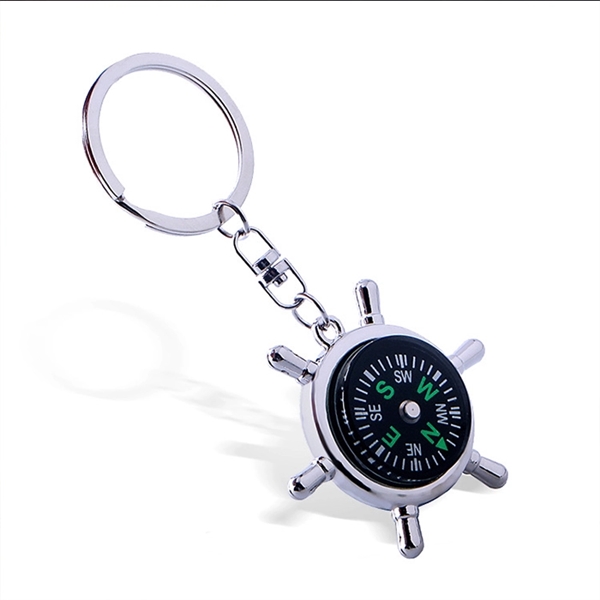 Helmsman Shaped Key Chain with Compass Decoration - Image 2