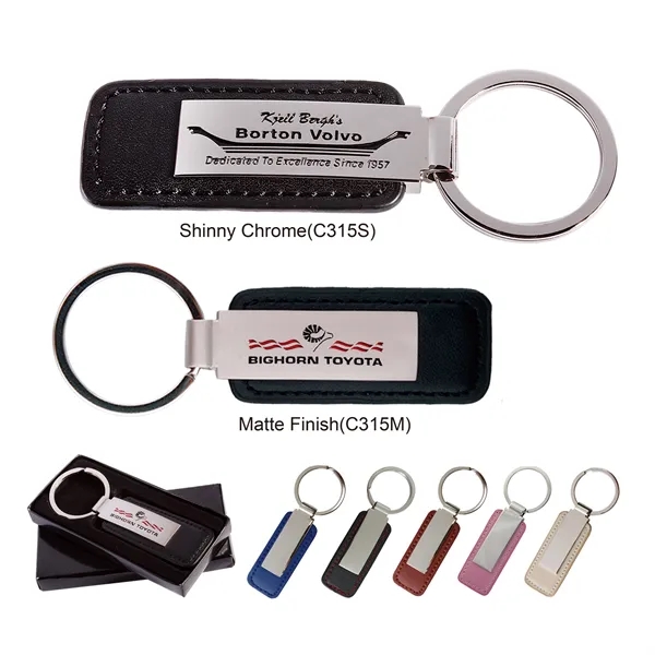 Leatherette with Rectangular Metal Key Tag - Image 1