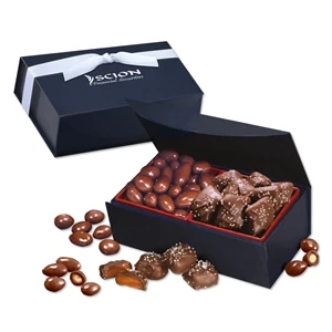 Chocolate Almonds & Sea Salt Caramels in Navy Magnetic Box