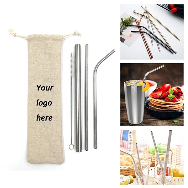 Stainless Steel Drinking Straws Set of 3 - Image 1