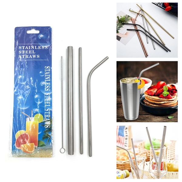Stainless Steel Drinking Straws Set of 3 - Image 2