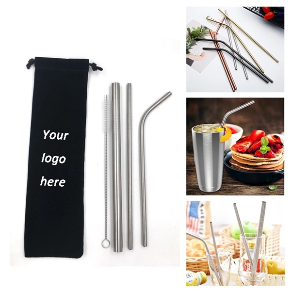 Stainless Steel Drinking Straws Set of 3 - Image 3