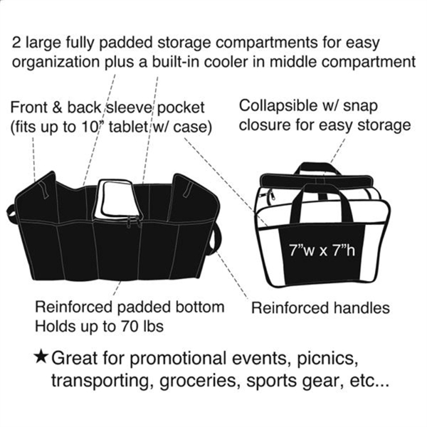 20 Cans Cooler, Car Trunk Organizer with Cooler - Image 3