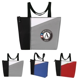 Tote bag with Zipper, "Slant" All Purpose Zippered Tote