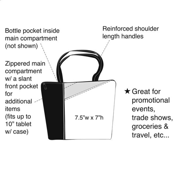 Tote bag with Zipper, "Slant" All Purpose Zippered Tote - Image 5