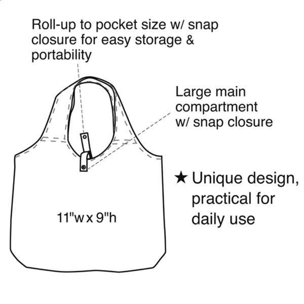 Foldable Tote Bag, Reusable Grocery bag, Roll-Up Tote - Image 5