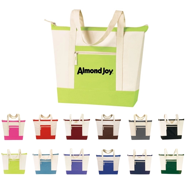 Tote Bag with Zipper, Canvas Tote Bag, Reusable Grocery bag - Image 1