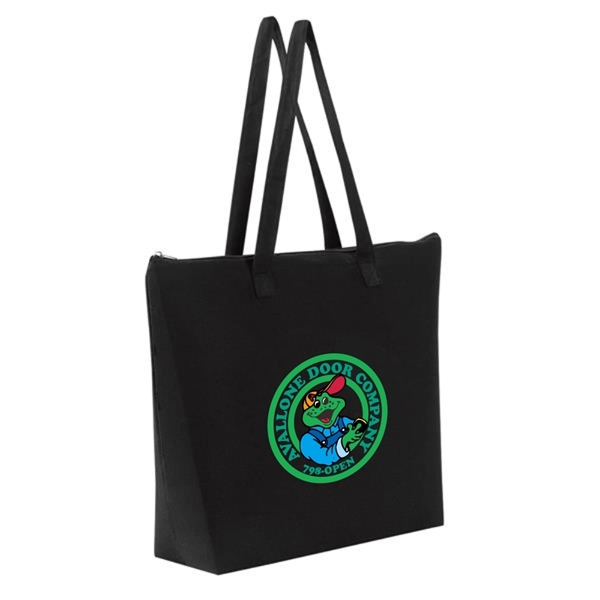 Zippered Color Cotton Tote, Canvas Tote Bag with Zipper - Image 2