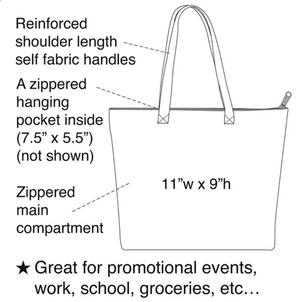 Zippered Color Cotton Tote, Canvas Tote Bag with Zipper - Image 3