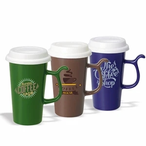 Coffee mug, 13 oz. Ceramic Mug with Silicone Lid (Colors)