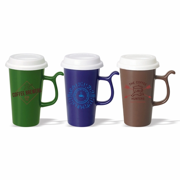 Coffee mug, 13 oz. Ceramic Mug with Silicone Lid (Colors) - Image 2
