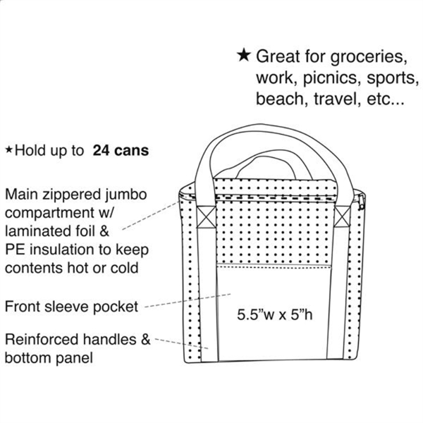 Cooler Bag, Economy 24 Can Large Capacity Insulated Bag - Image 5