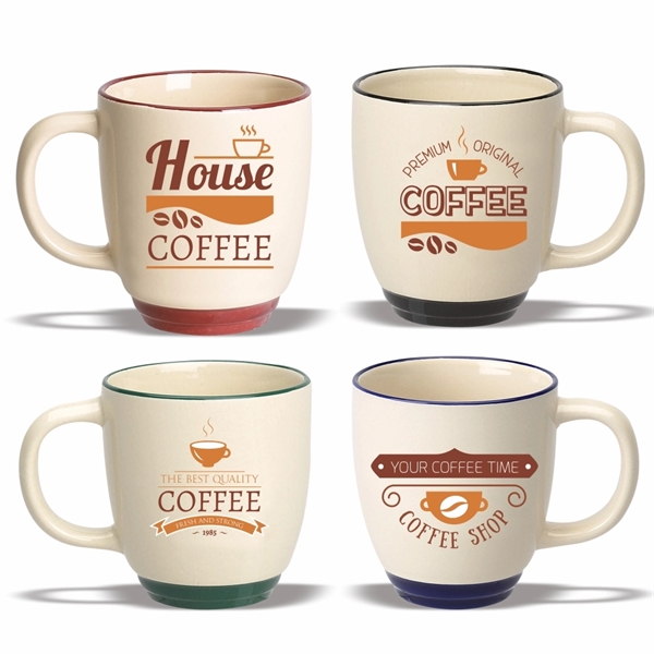 Coffee mug, 11 oz. Two Tone Cream Bistro Mug, Ceramic Mug - Image 1