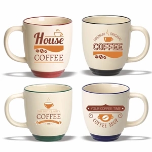 Coffee mug, 11 oz. Two Tone Cream Bistro Mug, Ceramic Mug