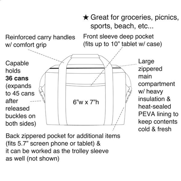 Cooler Bag, 36 Cans Cooler, Large Capacity Insulated Bag - Image 5