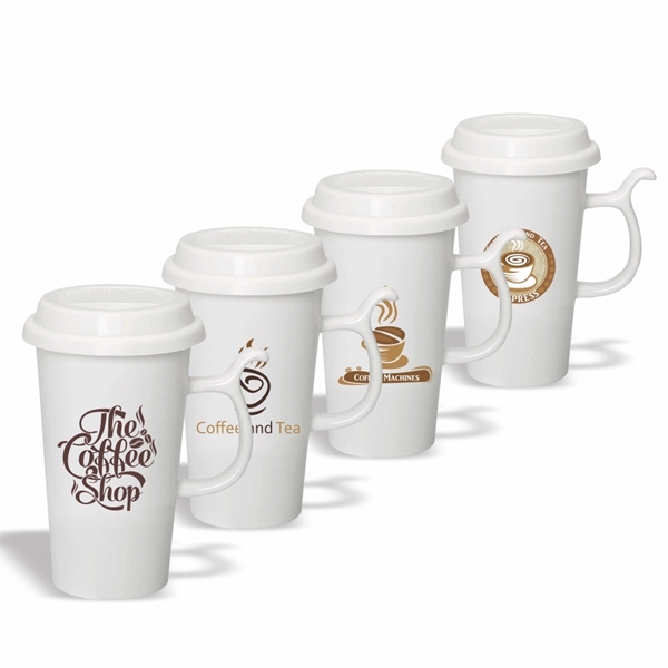 Coffee mug, 13 oz. Go Green Mug with Lid, Ceramic Mug - Image 2