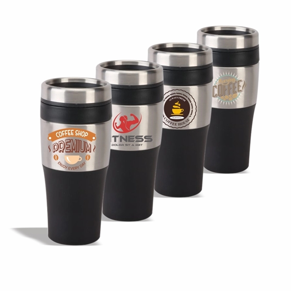 16 oz. Black Stainless Steel Tumbler with Plastic Liner - Image 2