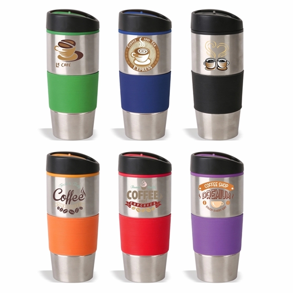 16 oz. Stainless Steel Travel Mug with Plastic Liner - Image 1