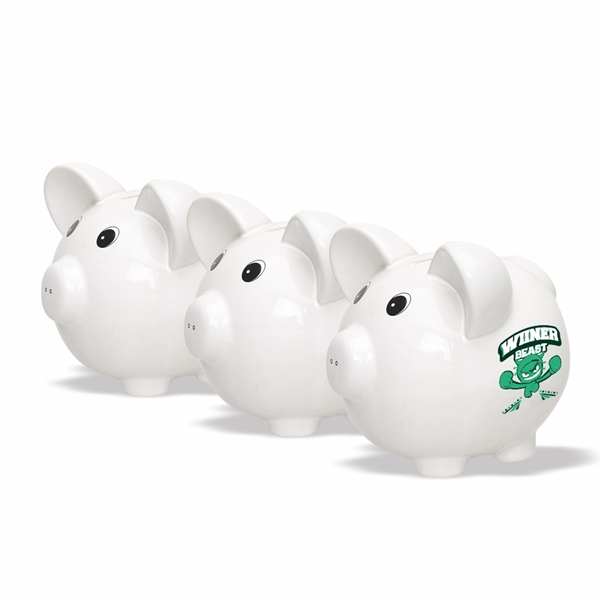 White Ceramic Piggy Bank (Big/Round) - Image 2