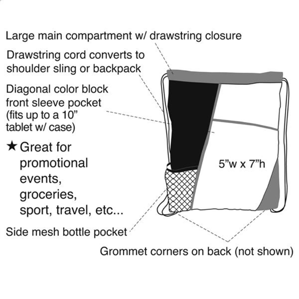 Drawstring Sports Pack, Drawstring Backpack, Drawstring Bag - Image 3