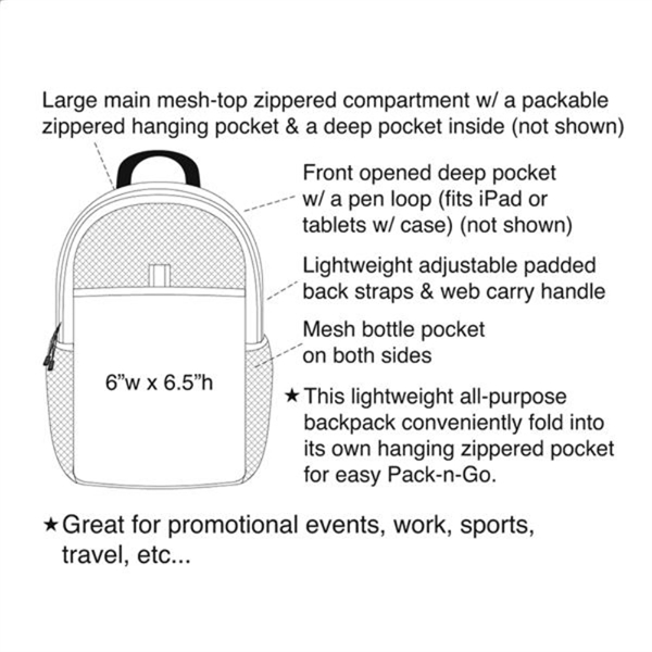 Pack-n-Go Lightweight Backpack, Personalised Backpack - Image 3