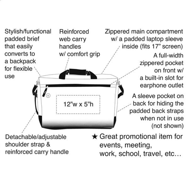 17" Hybrid Laptop Brief/Backpack, Personalised Backpack - Image 3