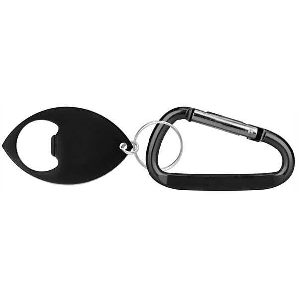 Football Shaped Bottle Opener with Key Ring and Carabiner - Image 4