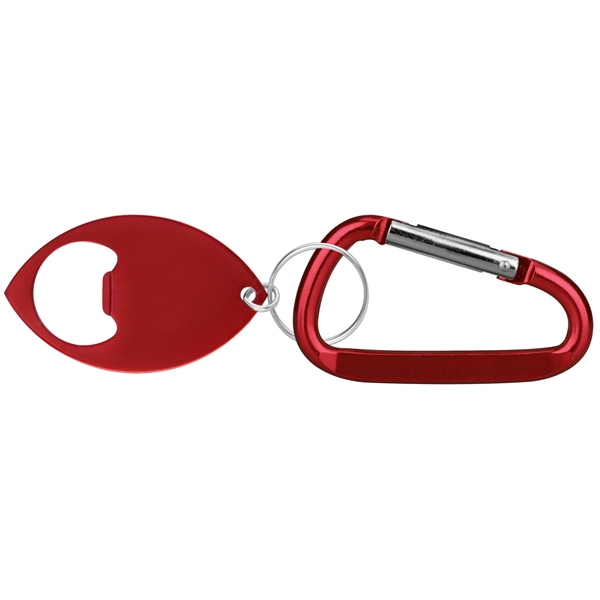 Football Shaped Bottle Opener with Key Ring and Carabiner - Image 5