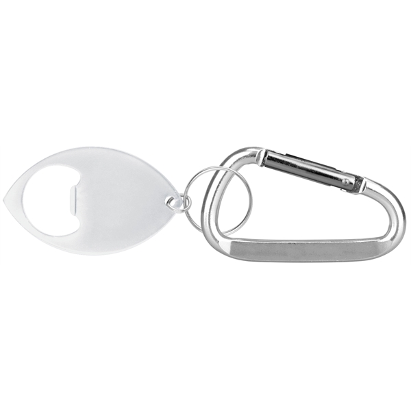 Football Shaped Bottle Opener with Key Ring and Carabiner - Image 6