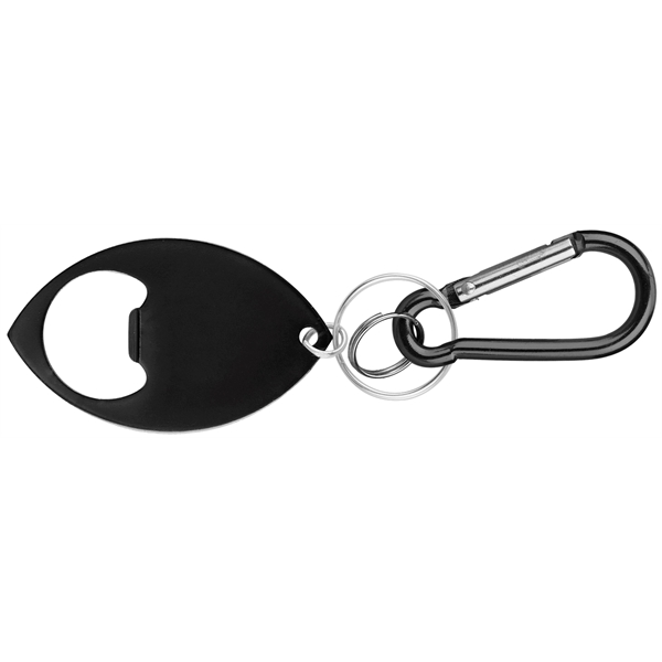 Football Shaped Bottle Opener with Key Ring and Carabiner - Image 4