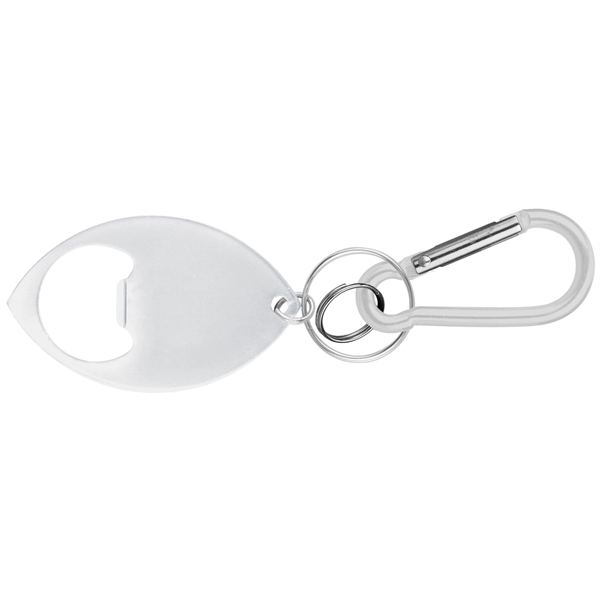 Football Shaped Bottle Opener with Key Ring and Carabiner - Image 6