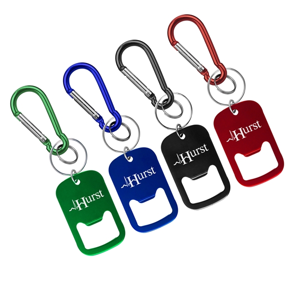 Metal Bottle Opener with Key Ring and Carabiner - Image 1