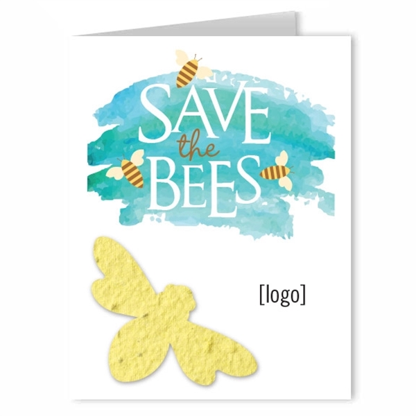 Save The Bees Seed Paper Shape Greeting Card - Image 1