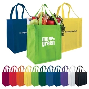 Promotional Non-Woven Grocery Tote Bag (13" W x 15" H x 8"D)