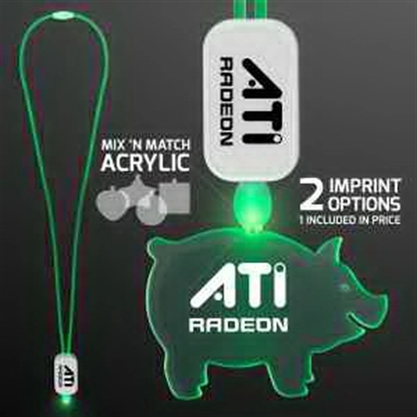 LED Neon Lanyard with Acrylic Pig Pendant - Image 3