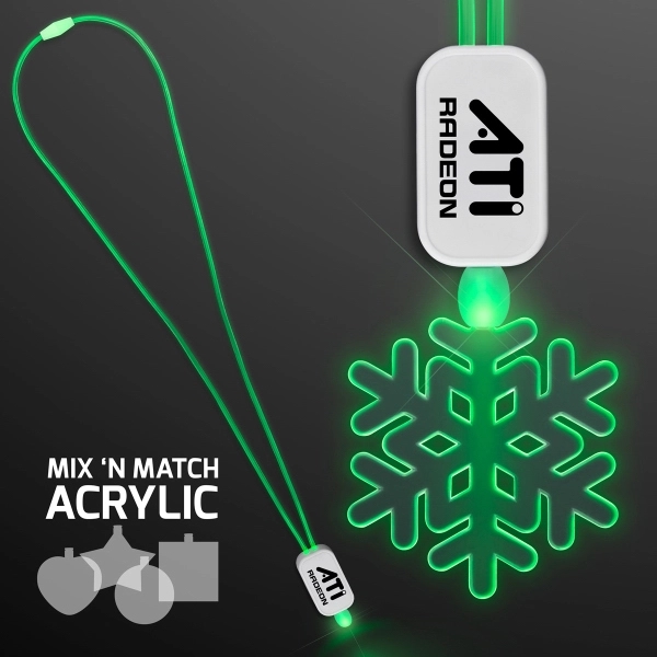 LED Neon Lanyards with Acrylic Snowflake Pendant - - Image 3
