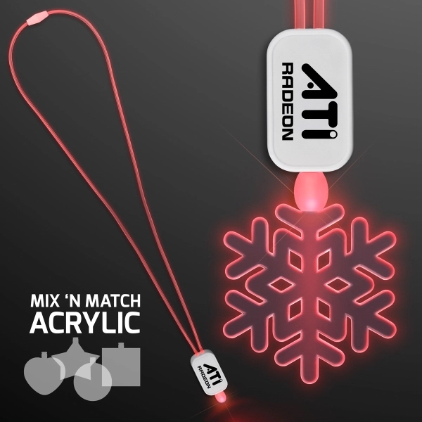 LED Neon Lanyards with Acrylic Snowflake Pendant - - Image 4