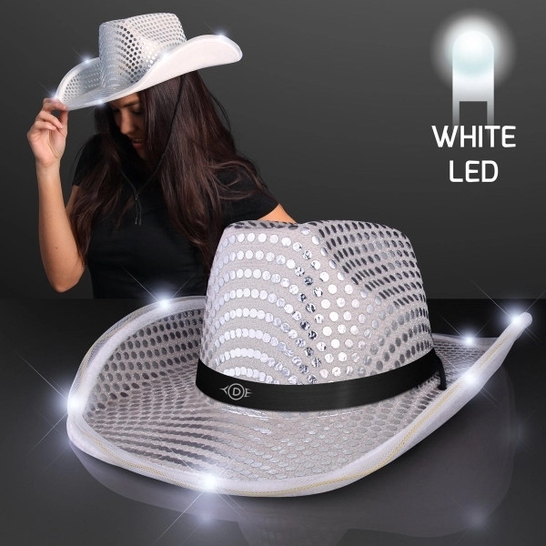 Sequin Cowboy Hat with LED Brim - Image 4