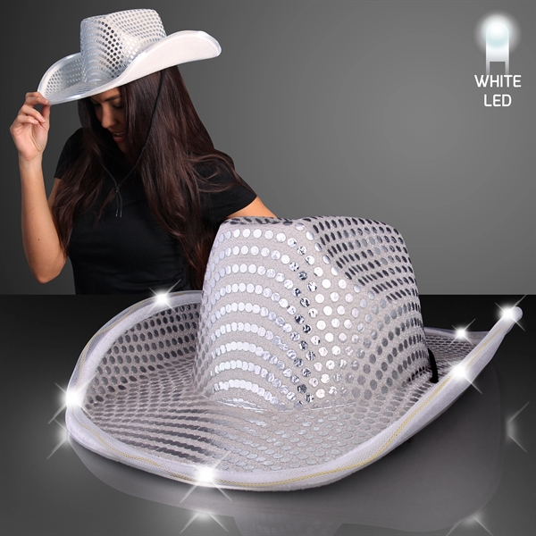 Sequin Cowboy Hat with LED Brim - Image 5